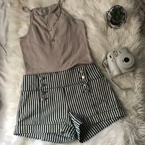 F21 White & Blue Stripped Shorts - 27